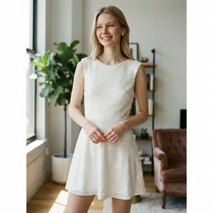 Tobi Homecomming White Sequin Skater Dress Size M